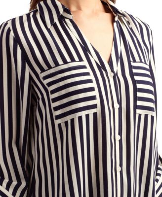 Women's Printed Button-Up Collared Top