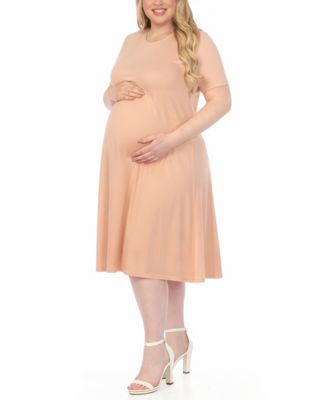 Plus Size Short-Sleeve Midi A-Line Dress