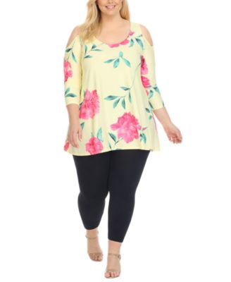 Plus Size Floral Cold Shoulder Knit Tunic Top