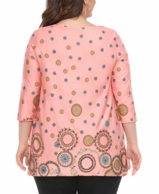 Plus Size Printed Sleeve Flowy Tunic Top