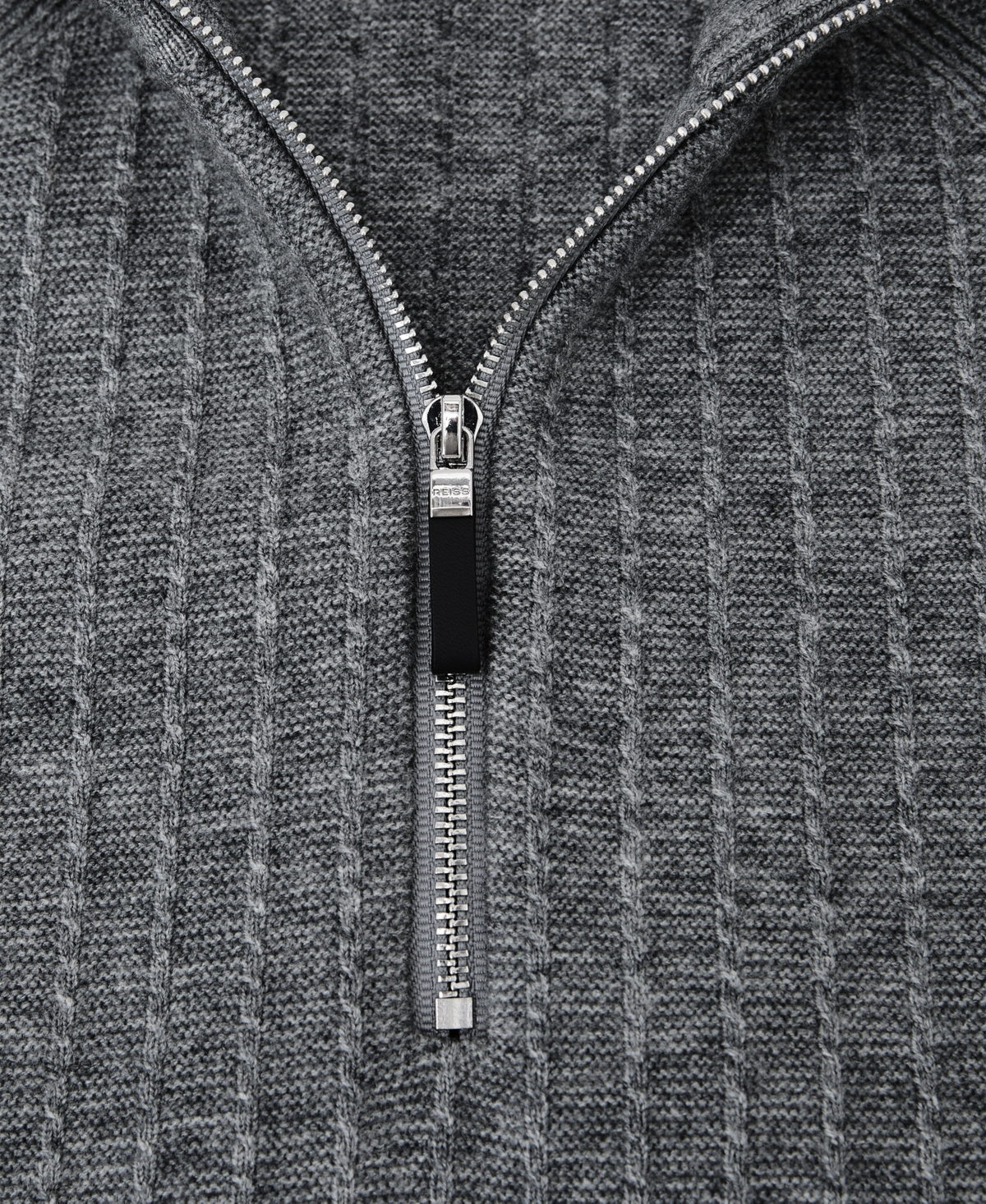 Reiss Men's Textured-Knit Half-Zip Jumper Wool with Sweater