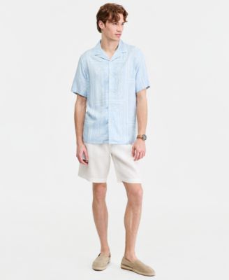 Men's Botanical Scarf Silk Ray Short Sleeve Shirt