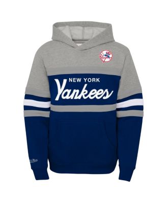 Big Boys and Girls Heather Gray/Navy New York Yankees Cooperstown Collection Head Coach Pullover Hoodie
