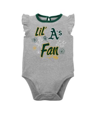 Baby Boys and Girls Two-Pack Green/Heather Gray Athletics Little Fan Bodysuit Set