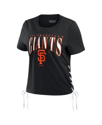 Women's Black San Francisco Giants Side Lace-Up Cropped T-Shirt