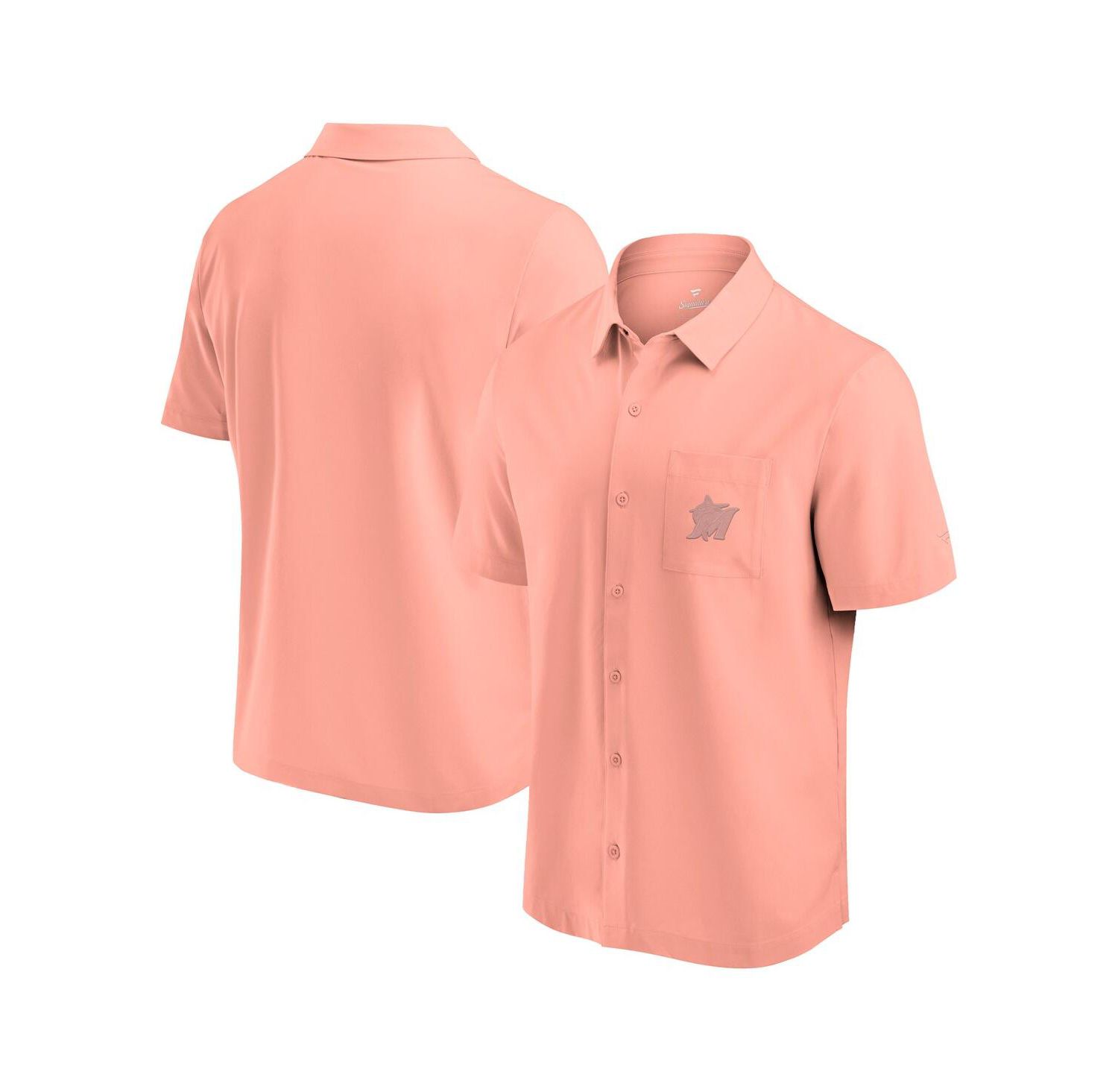 Men's Coral Miami Marlins Front Office Button-Up Shirt