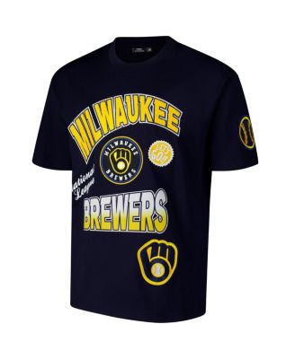 Men's Navy Milwaukee Brewers Turn It Up Dropped Shoulder T-Shirt