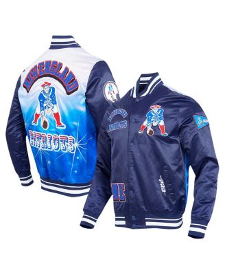 Men's Navy New England Patriots Sublimated Satin Full-Snap Jacket