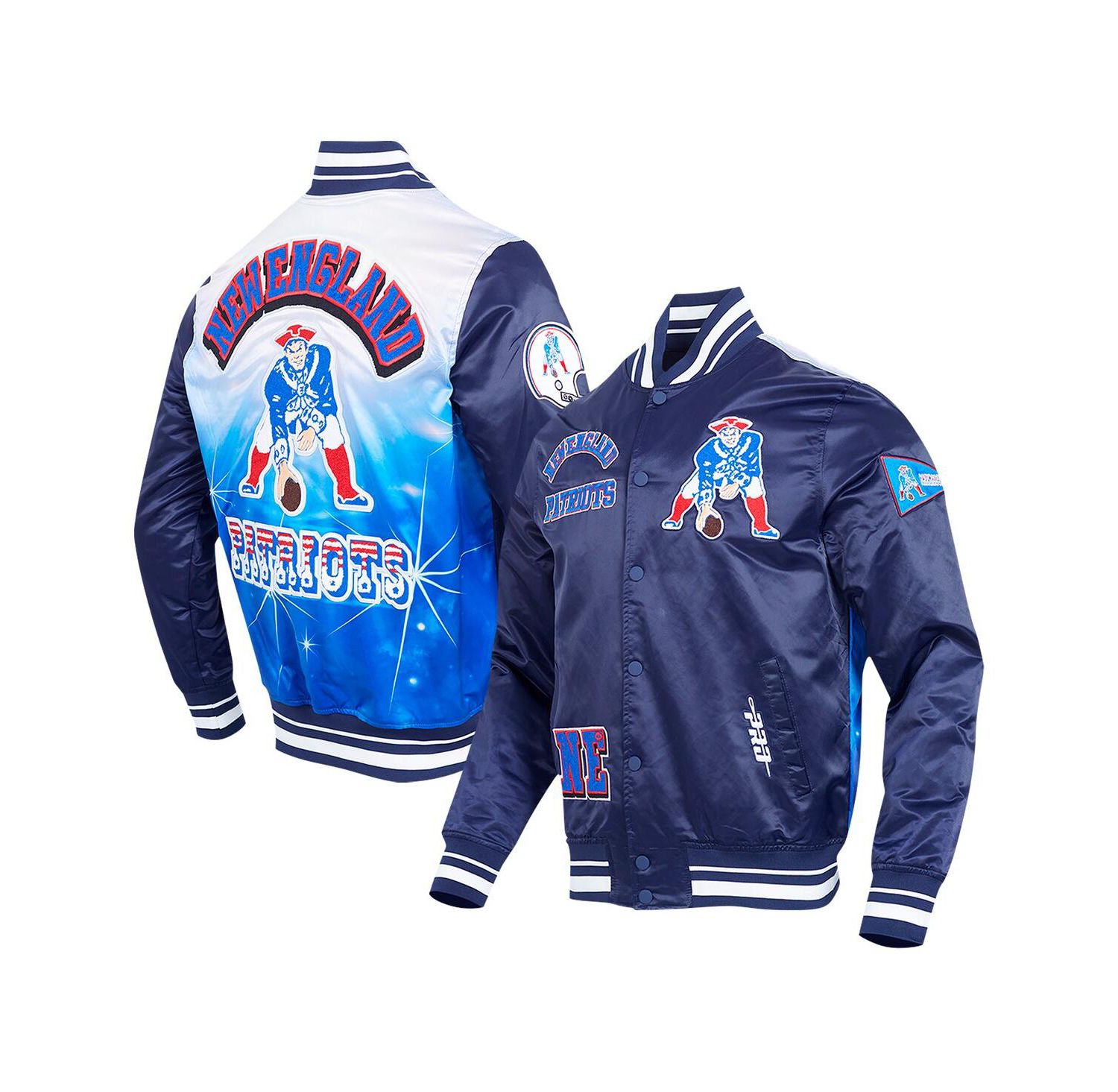 Men's Navy New England Patriots Sublimated Satin Full-Snap Jacket