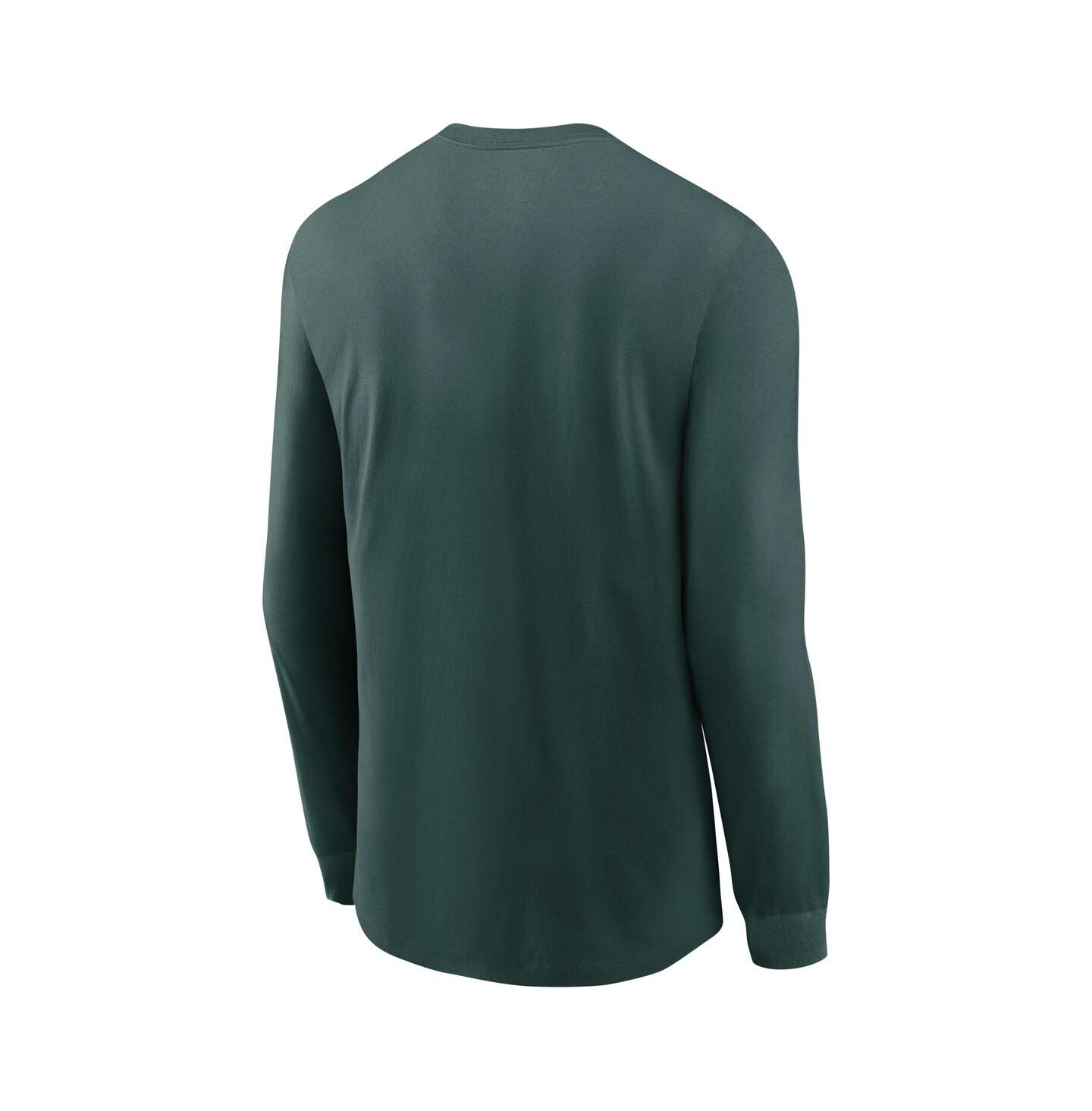 Мужская футболка Nike Green Michigan State Spartans Basketball Icon Two-Hit Long Sleeve — фото 3