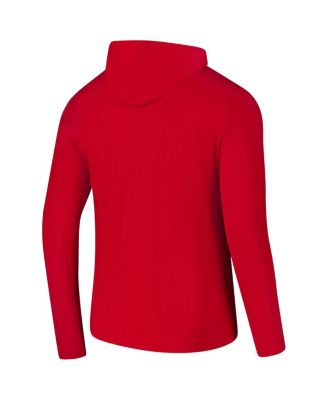 Men's Red Wisconsin Badgers Logo Lockup Active Blend Long Sleeve T-Shirt Hoodie