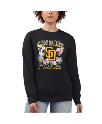 Women's Black San Diego Padres Flowers Graphic Pullover Sweatshirt