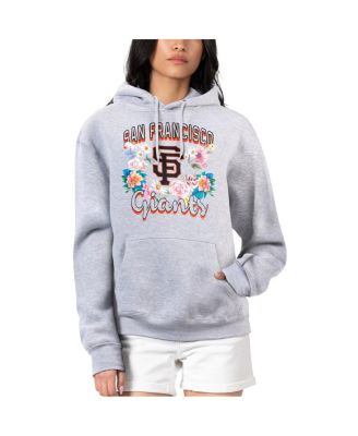 Women's Heather Gray San Francisco Giants Flowers Graphic Pullover Hoodie