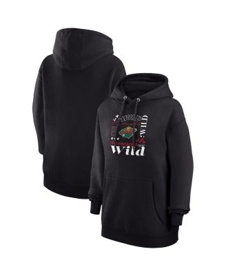 Women's Black Minnesota Wild Collage Team Graphic Tri-Blend Fleece Pullover Hoodie