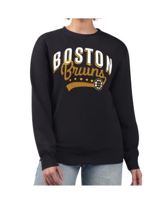 Women's Black Boston Bruins Filigree Team Graphic Fleece Pullover Sweatshirt