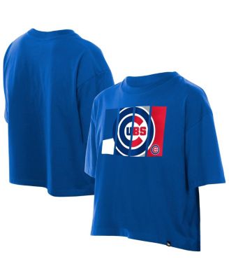 Women's Royal Chicago Cubs Boxy Foil Logo T-Shirt