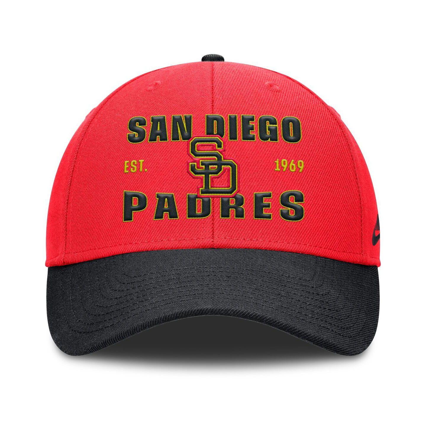 Мужская кепка Nike Crimson/Black San Diego Padres Neon 90s Rise Adjustable Hat — фото 2