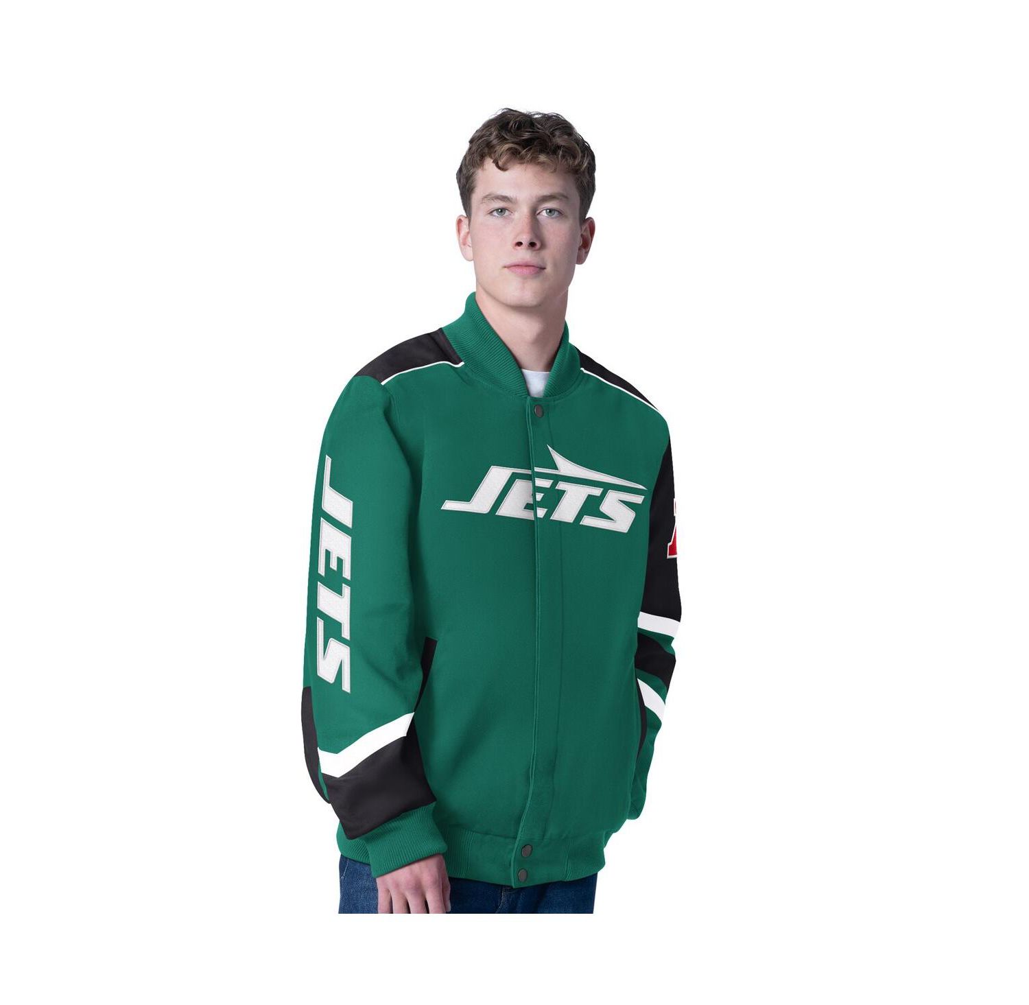 Men's Green New York Jets Prime Time Full-Zip Racing Jacket