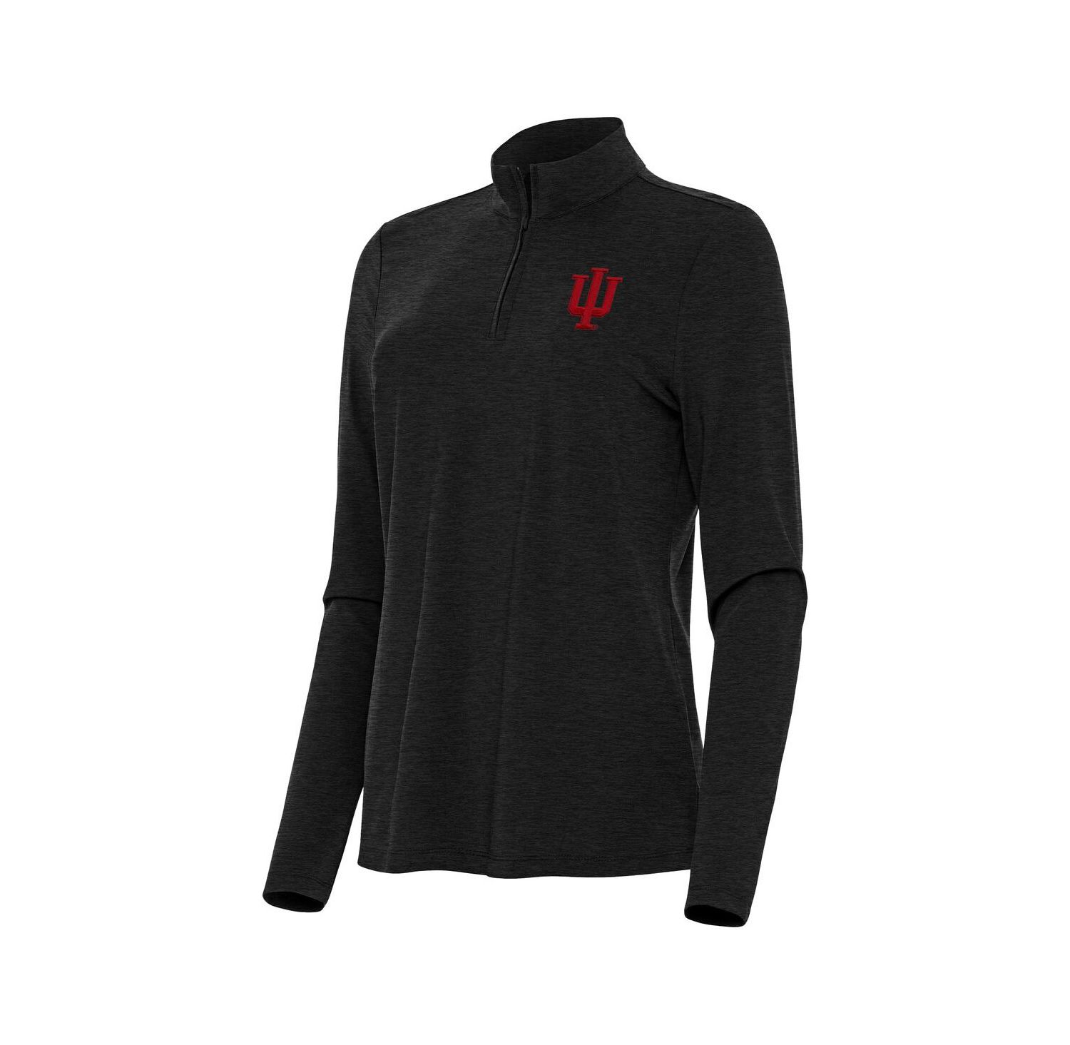 Women's Heather Black Indiana Hoosiers Bright Quarter-Zip Sweatshirt