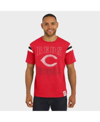 Darius Rucker Collection By Men's Red Cincinnati Reds Distressed Sleeve Stripe T-Shirt