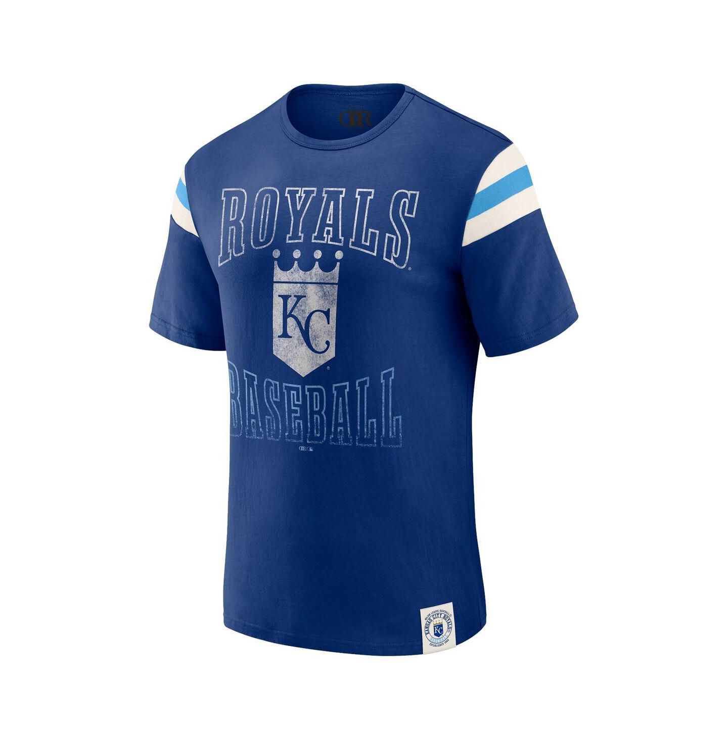 Мужская футболка Fanatics Darius Rucker Collection By Royal Kansas City Royals Distressed Sleeve Stripe — фото 2