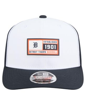 Men's White/Navy Detroit Tigers Established Patch 9SEVENTY Adjustable Hat