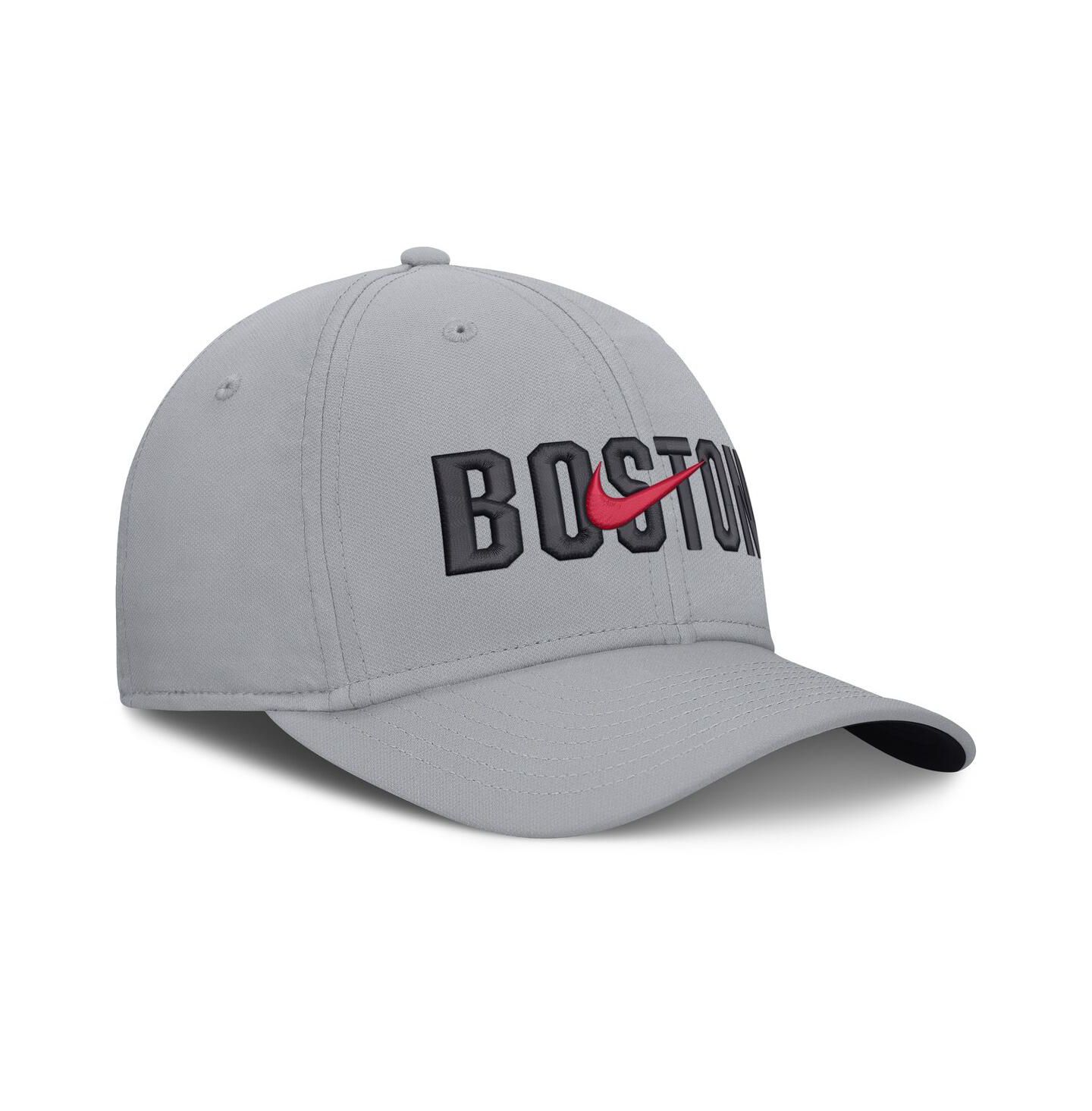Мужская кепка Nike New Era Gray Boston Red Sox Primetime Dri-FIT Rise Bozz Flex Hat — фото 3