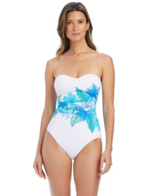 Women's Riviera Retreat Shirred Bandeau Neck One-Piece Swimsuit