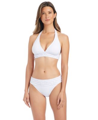 Women's Rufflicious Halter Neck Swim Bikini Top and Banded Bottoms