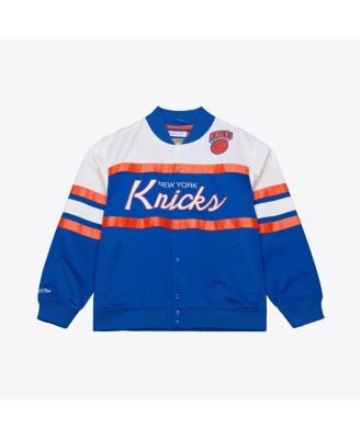 Men's Royal New York Knicks Hardwood Classics Head Coach Lightweight Satin Full-Snap Jacket