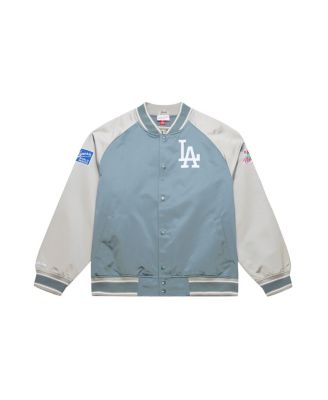 Mitchell Ness Men's Gray Los Angeles Dodgers Thunderstorm Head Coach Lightweight Satin Full-Snap Jacket