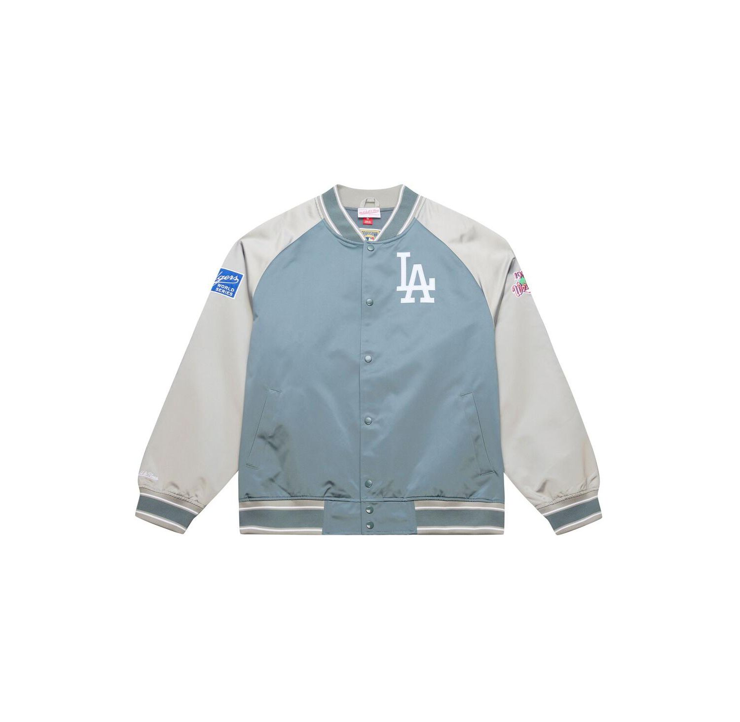 Mitchell Ness Men's Gray Los Angeles Dodgers Thunderstorm Head Coach Lightweight Satin Full-Snap Jacket