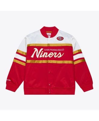 Men's Scarlet San Francisco 49ers Head Coach Lightweight Full-Snap Satin Jacket