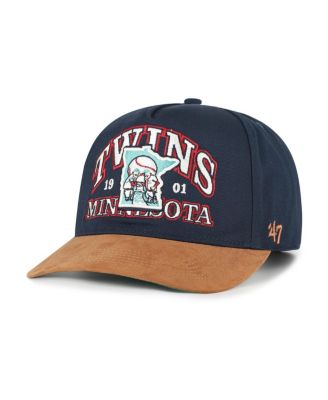 Men's Navy/Brown Minnesota Twins Cooperstown Break Wood Suede Hitch Adjustable Hat