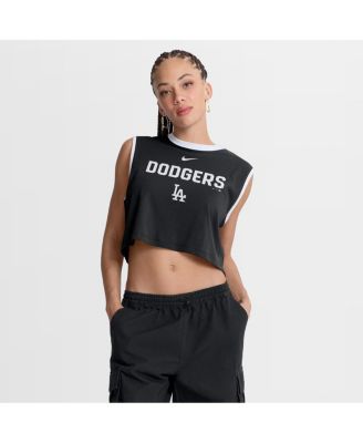 Women's Black Los Angeles Dodgers Primetime Loose Dri-FIT Cropped Tank Top