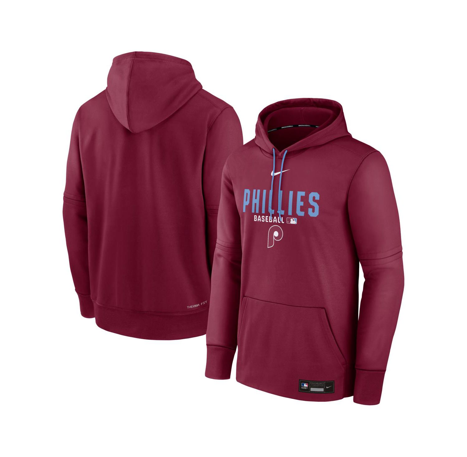 Men's Burgundy Philadelphia Phillies Authentic Collection Therma-FIT Hoodie