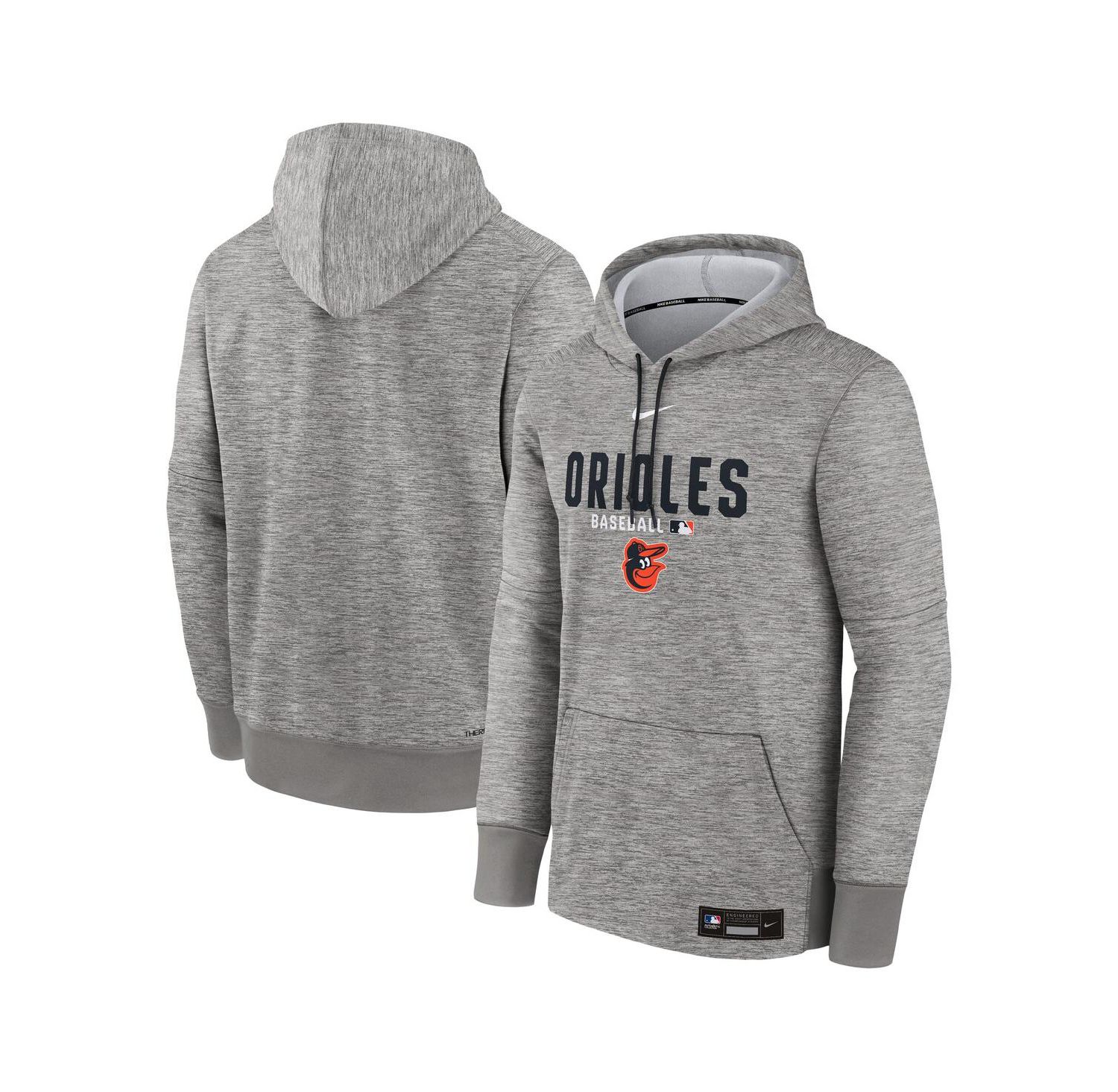 Men's Heather Charcoal Baltimore Orioles Authentic Collection Therma-FIT Hoodie