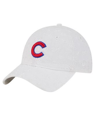 Women's White Chicago Cubs Floral Mesh 9TWENTY Adjustable Hat