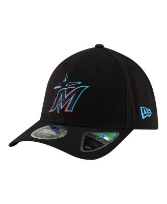 Men's Black Miami Marlins Player Replica 39THIRTY M-Crown Flex Hat