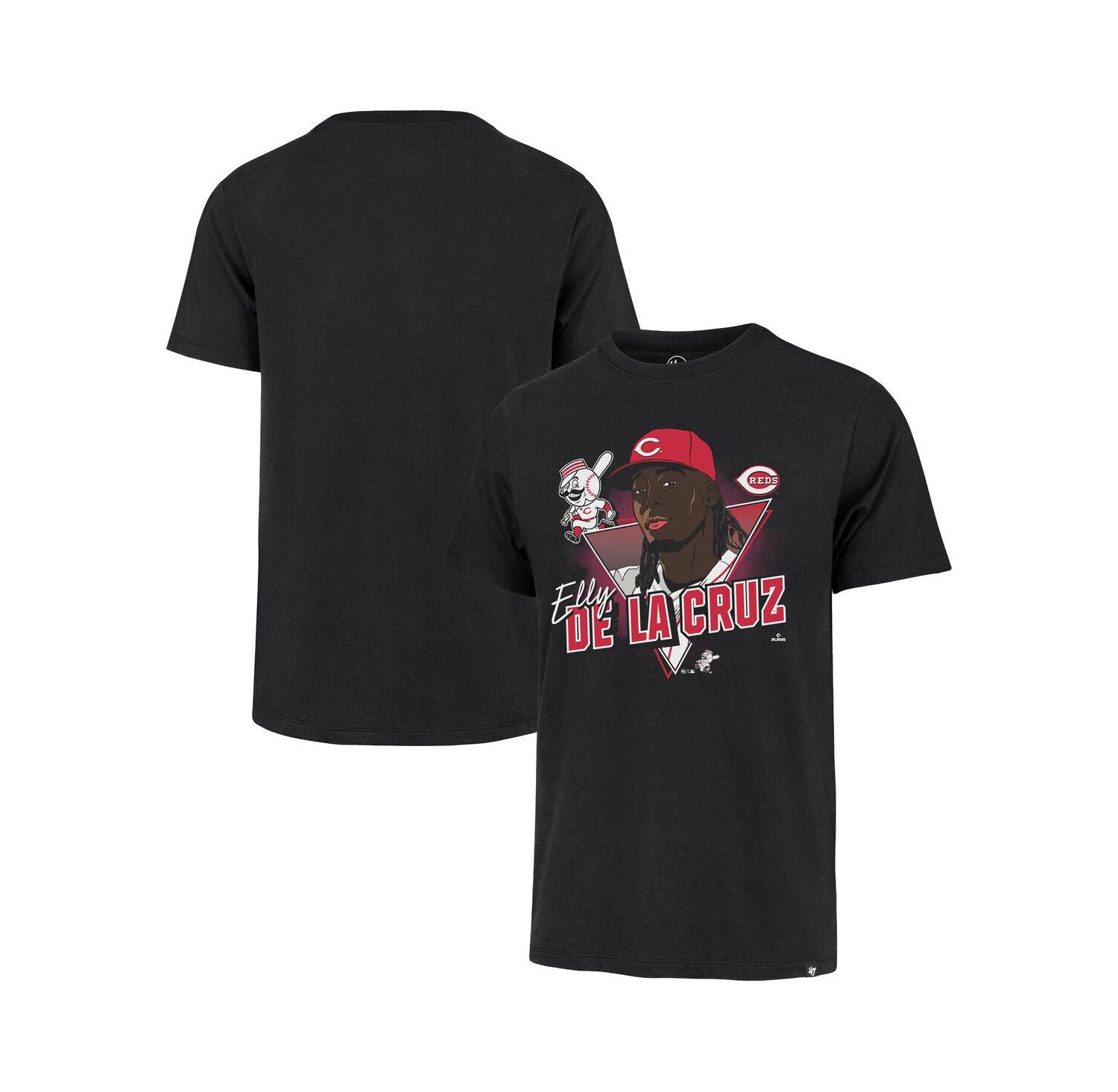 Men's Elly De La Cruz Black Cincinnati Reds Player Caricature Franklin T-Shirt