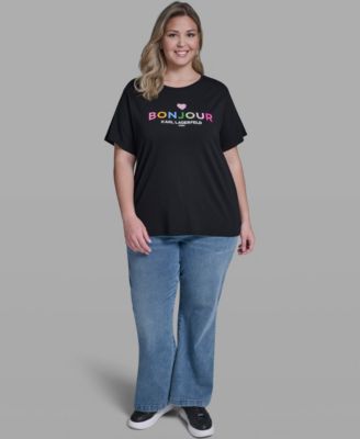 Plus Size Bonjour Crew Neck T-Shirt