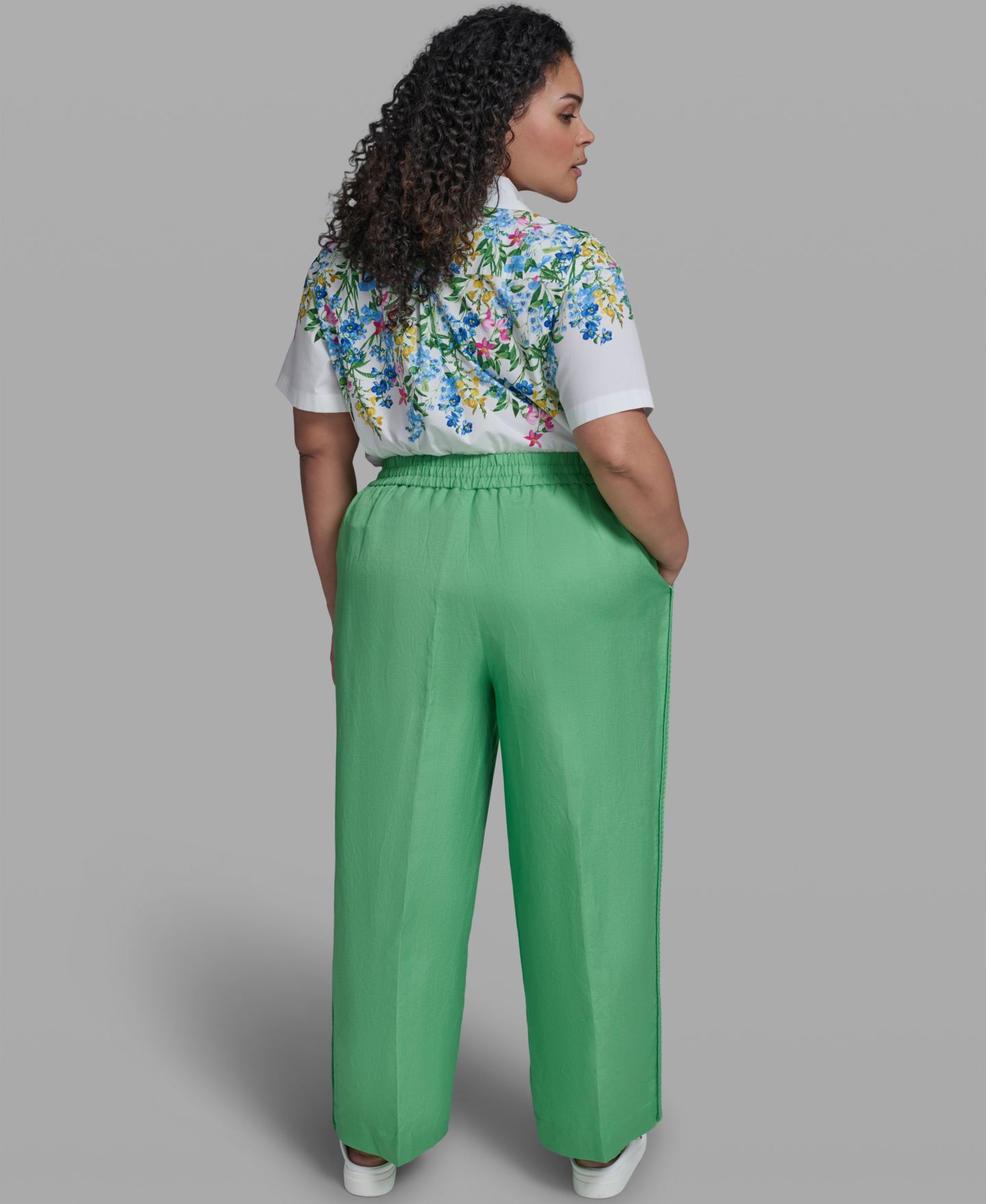 Женские брюки KARL LAGERFELD PARIS Plus Size Mid-Rise Pull-On, цвет: Зелёный — фото 5