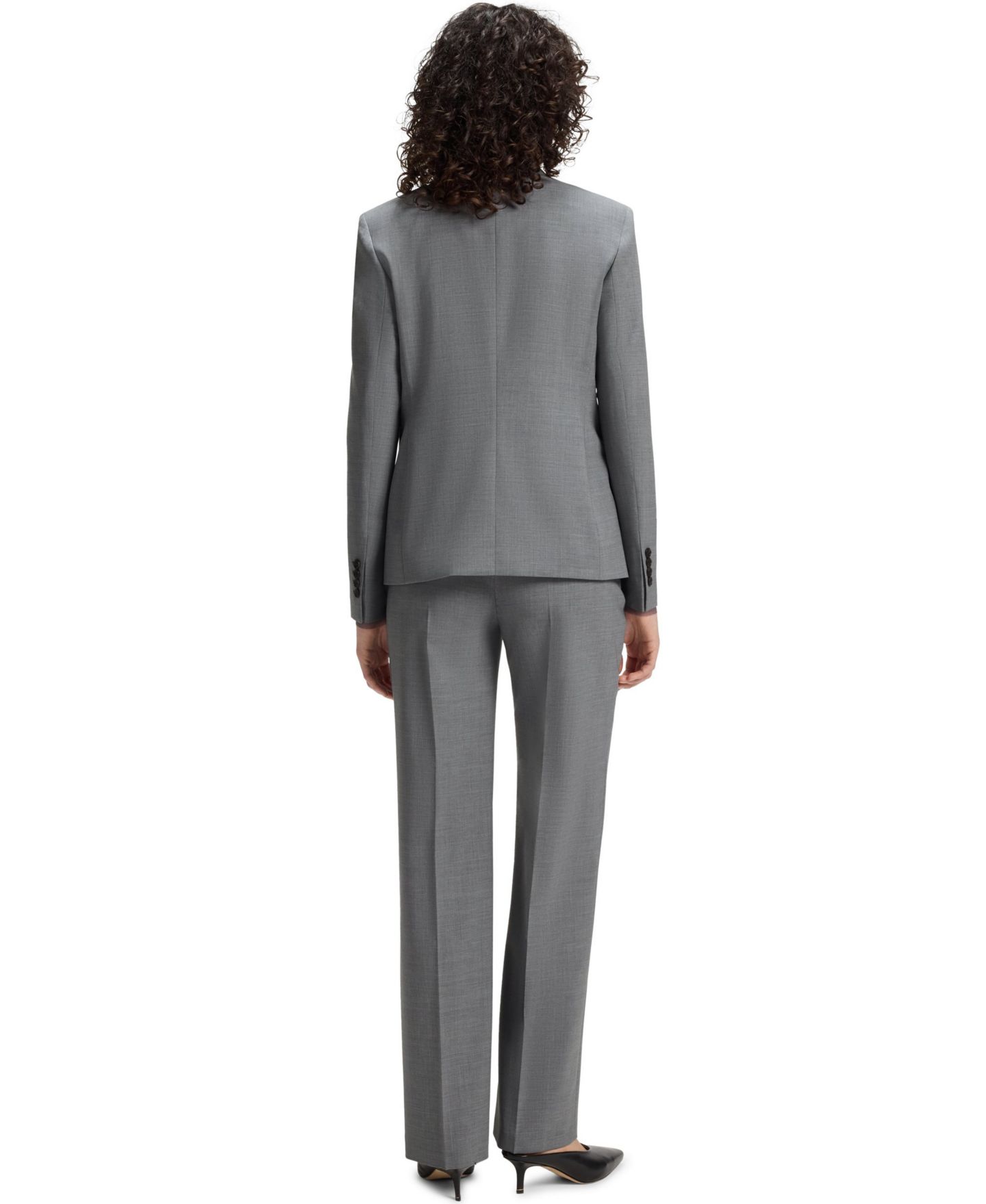 Женский пиджак Hugo Boss BOSS by Mélange Virgin Wool Double-Breasted Blazer, цвет: Тёмный серый — фото 3
