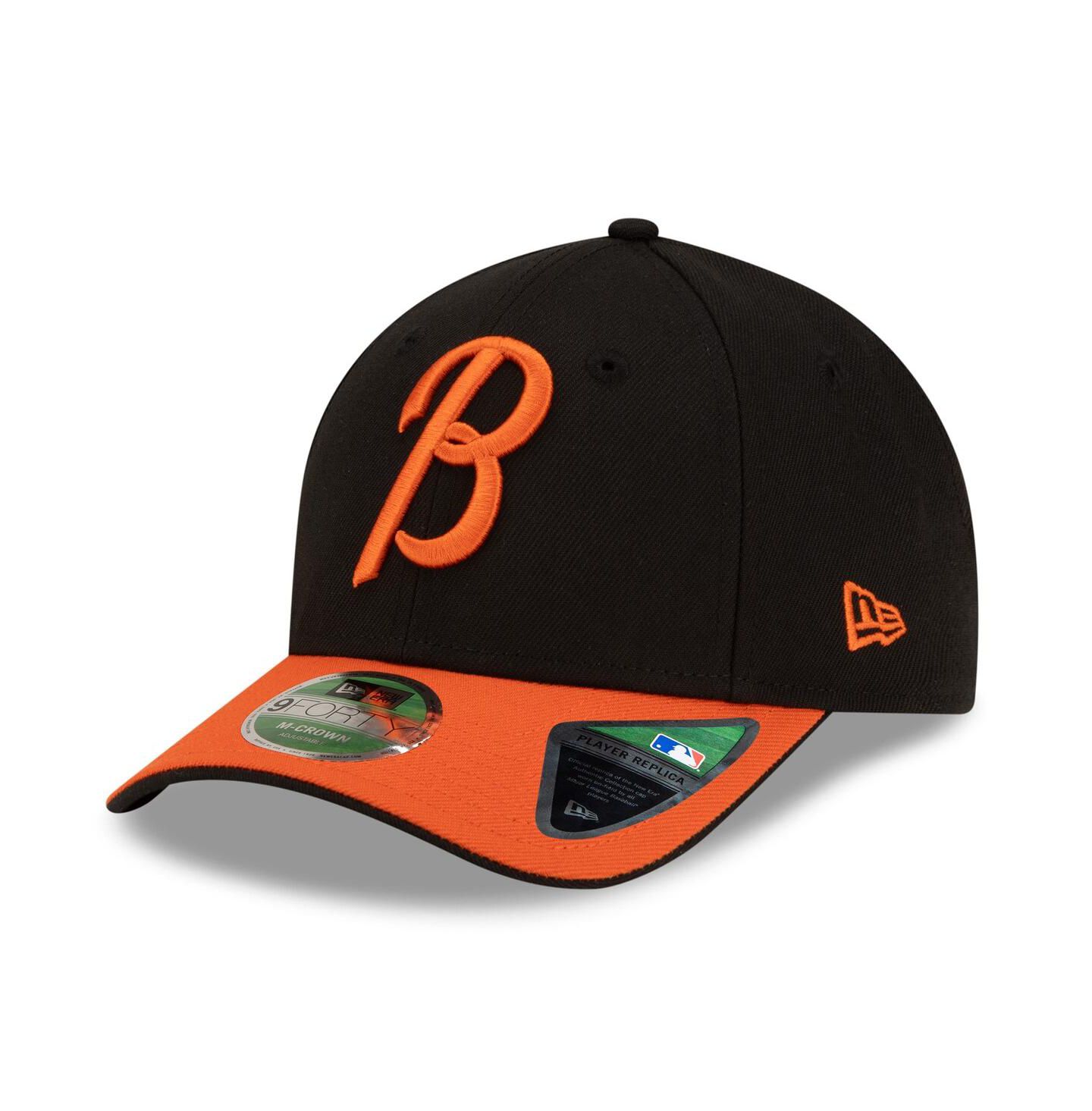 Мужская кепка New Era Black/Orange Baltimore Orioles Player Replica 9FORTY Adjustable Hat — фото 1
