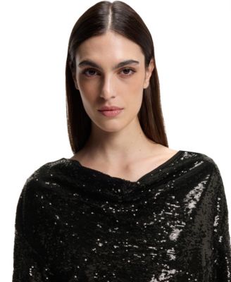 BOSS by Women's Draped-Neckline Sequin Dress
