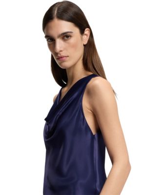 BOSS by Women's Satin Draped Neckline Sleeveless Top