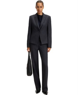 BOSS by Women's Striped Virgin Wool Slim-Fit Blazer