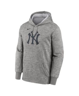 Men's Heather Gray New York Yankees Primary Logo Therma Hoodie