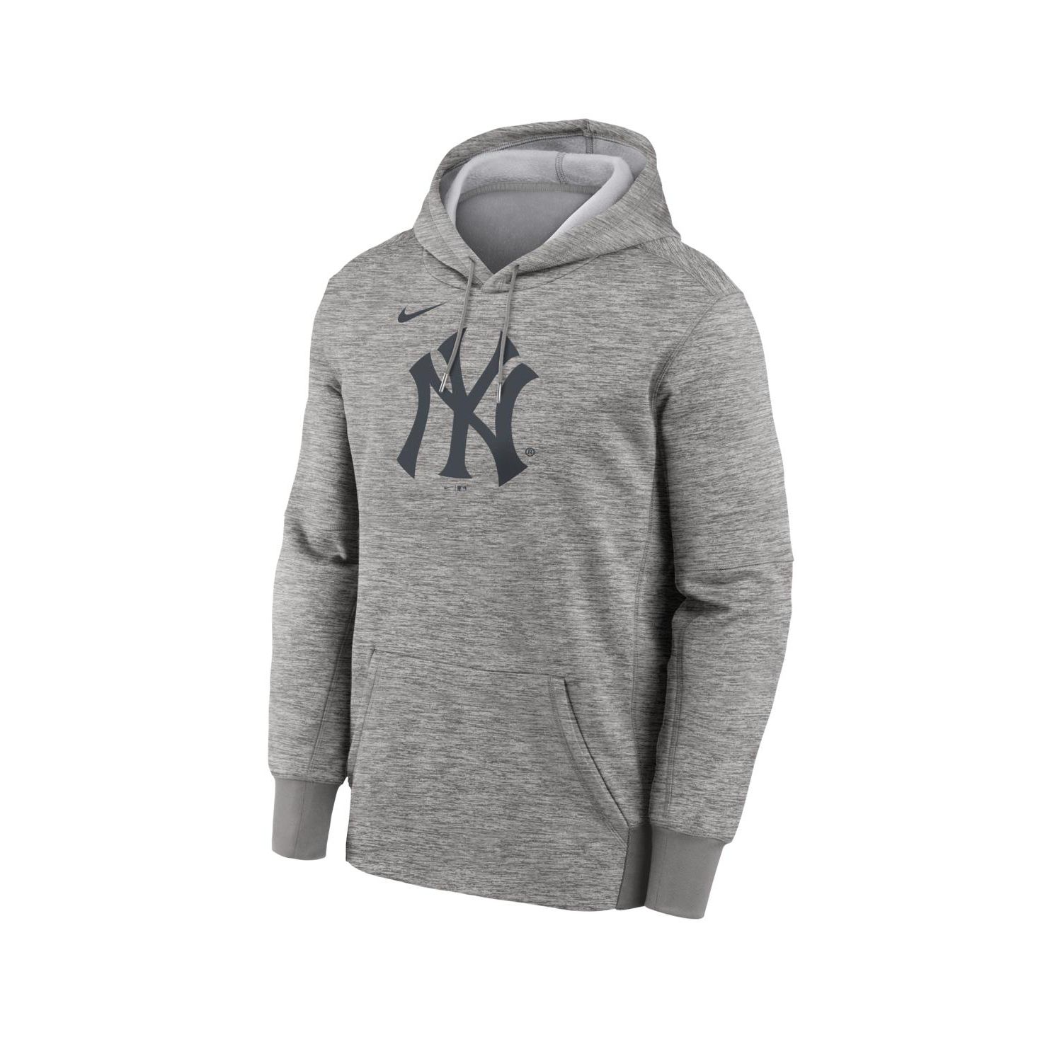 Men's Heather Gray New York Yankees Primary Logo Therma Hoodie