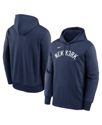 Men's Navy New York Yankees Primary Wordmark Therma Hoodie